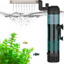 AQQA Aquarium Filter, 78GPH Submersible Fish Tank Filter with Aeration & Rainfall, Multi-Layer Filtration Silent Adjustable Airflow Filter, Oxygenation Circulation Water Pumping for 10-30 Gal Tanks