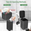 rejomiik Small Bathroom Trash Can with Lid Slim Soft Close Garbage Can Step Wastebasket Container Trash Bin for Office Bedroom Kitchen Living Room (2.6 Gallon Dark Gray)