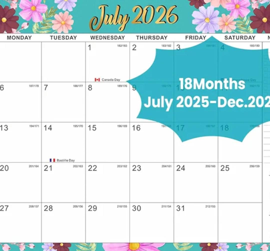 Desk Calendar 2025-2026, AgePlace Large 22" x17" Wall Calendar 2025 Covers June 2025 - December 2026, Monthly Desktop Calendar with Different Watercolor Artwork for Each Month for Home & Office School
