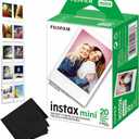 Fujifilm Instax Mini Camera Film: 20 Shoots Total, (10 Sheets x 2) - Included Hanging Photo Album for 10 Photos & Premium Microfibre Cloth for Perfect Picture Quality