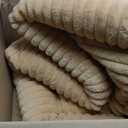 Bedsure ComfyFleece Washable Dog Bed for Medium Dogs - Cute Furry Puppy Beds, Rectangle Orthopedic Corduroy Fleece Pet Beds with Removable Zipper Cover, 43x30x8inches, Sandy Beige