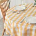 maxmill Round Checkered Tablecloth Spillproof Wrinkle Free Heavy Weight Gingham Table Cloth for Circular Table Buffalo Plaid for Buffet Banquet Parties Holiday Dinner 70 Inch Yellow and White
