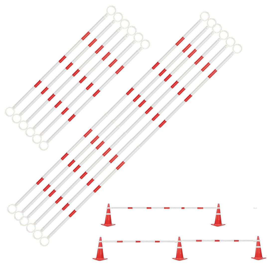 6 PCS Retractable Traffic Cone Bar: 4FT to 7FT Expandable Parking & Construction Safety Barrier - Hard & Reflective