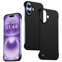 GRECAZO Ultra Thin Frosted Designed for iPhone 16 Plus Frameless Case 6.7 inch Slim Minimalist Lightweight Matte Hard Cover Protective Borderless Case- Black