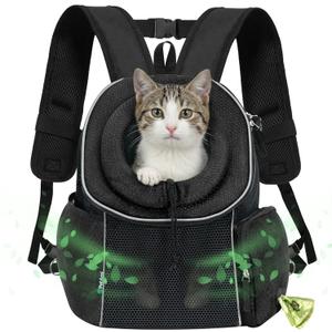 PetAmi Dog Carrier Backpack, Hands Free Front Pet Carrier for Small Cats Puppies, Adjustable Ventilated Reflective Pet Travel Bag for Hiking Camping Biking Walking, Up to 10 lbs, Black (Medium (15.5x9x15.5))