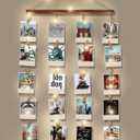 Picture Frames Collage Wall Decor - Picture Board for Photos Polariod Display with 30 Clips and Adjustable Strings, 15FT String Light, Artwork Hanging Multiple Pictures Hangers, 15.8"L X 27.6"W