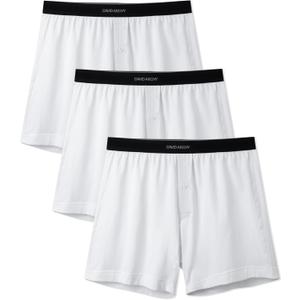 DAVID ARCHY Combed Cotton Boxers for Men Soft Underwear Mens Boxers Knit Boxer Shorts for Men Pack (Medium, A6, White*3)