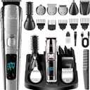 Brightup Beard Trimmer for Men - Electric Razor & Shaver, Cordless Hair Clippers Trimmers Set, IPX7 Waterproof Mens Grooming Kit for Shaving Face, Mustache, Body, Ear, Nose Hair Trimmer, Gifts for Men (Black)