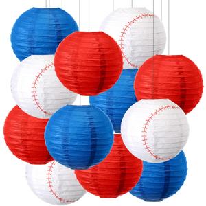 Fabbay 12 Pcs Baseball Lanterns Red White and Blue Baseball Paper Lantern 4th of July Decorations for Independence Day Sports Birthday Baby Shower Wedding Patriotic Supplies(8 Inch)