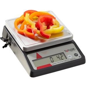 Taylor TE10FT 11-Pound Commercial Digital Portion Control Scale, 11 lb (5 kg) in 0.1 oz (1 g) Food and Cooking Scale, Tare and Hold Function, NSF, Stainless Steel Platform