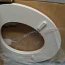 Mayfair Padded Toilet Seat, Cushioned Soft Vinyl over Wood Core Seat, Secure Hinges, Easy Clean, Made in USA, Round, Bone
