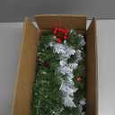 Christmas Garland with Lights - 9FT Pre-Lit Flocked Garland with 30 LED Bulbs, Red Berries, Pine Cones, Artificial Pine Battery Operated Garland for Fireplace, Staircase, Indoor & Outdoor Decoration