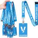 Colarr 25 Pack Volunteer Lanyard with PVC Plastic Card Pass Volunteer Identification ID Badges Bulk Breakaway Lanyard for Activity, Fundraising, Church, School, Events(Blue)