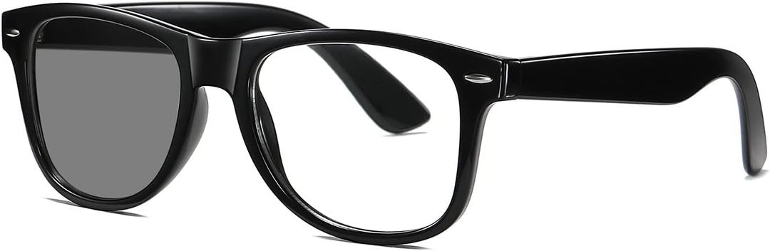 Photochromic Day Night Sunglasses Blue Light Blocking Glasses for Men and Women Retro Rectangle Black Frame Photochromic Lens