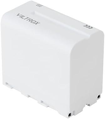 NP-F970 Battery 6600mAh Large Capacity Li-ion Battery with Type-C Charging Port Power Indicators for Camera Monitors LED Video Lights White