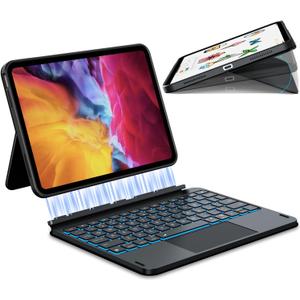 ORDA Detachable Keyboard Folio for iPad A16 Case with Keyboard (11th Gen,2025) iPad 10th Generation Case with Keyboard(10.9" 2022) Smart Magnetic Bluetooth Connector,Multi-Gestures Trackpad,Backlight (Black)