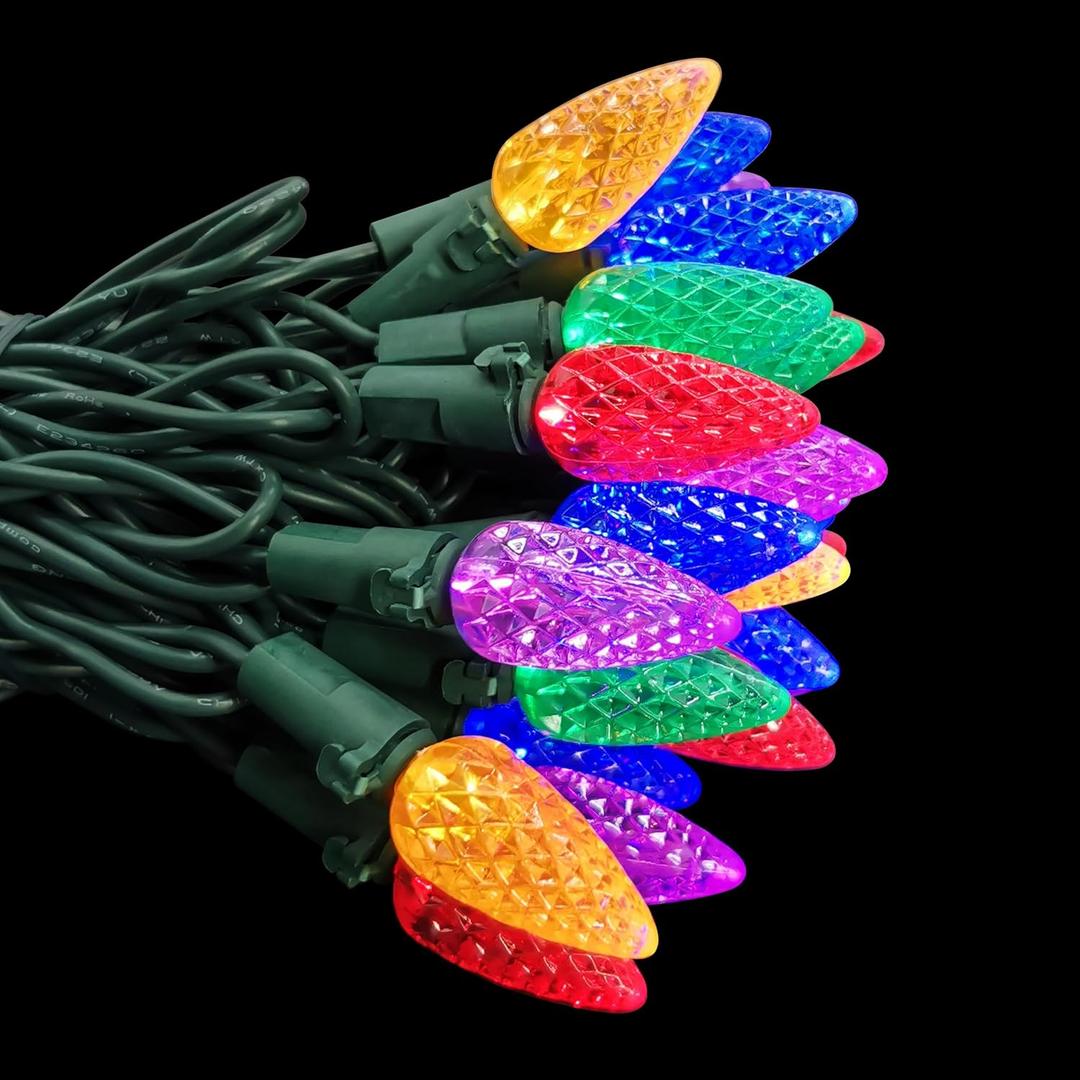 MXTCLM C6 Christmas Lights 50 LED Multicolor Strawberry 18ft Waterproof String Lights for Outdoor Indoor Garden Yard Home Party Christmas Tree Decorations (Multicolor)