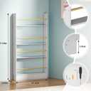 4 Tier Behind The Door Bookshelf, Space Saving Behind The Door Bookcase Wooden Kids Book Shelf for Bedroom Living Room Study White (120 * 70cm)