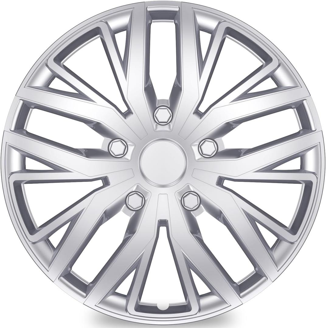 TangMiGe 4 Pack Universal Hubcaps Replacement R17 Wheel Covers, Steel Wheel Rim Cover for Most Cars Sedans SUV Trucks, 17" 17 in inch Hub Caps (Silver Color, 17 inch)