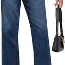 LookbookStore Cropped Jeans for Women High Waisted 90s Baggy Straight Stretchy Denim Pants Trendy Jeans with Pockets (X-Large, Nightfall Blue)