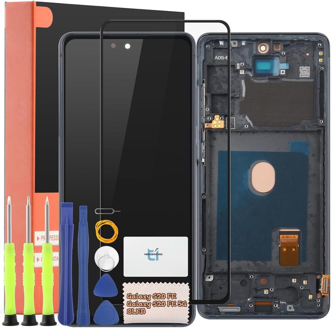 OLED for Samsung Galaxy S20 FE Screen Replacement for Samsung Galaxy S20 FE 5G LCD Display Touch Screen Digitizer Assembly with Repair Tools(Support Fingerprint)
