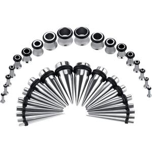 36PC Ear Stretching Kit 14-00G Ear Gauge Stretching Kit Gauges for Ears Stretching Kit Taper and Plugs Kit (Steeltone)