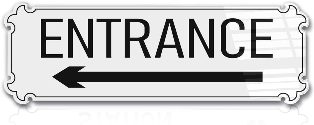 9"x3" Left Arrow Entrance Sign Self-adhesive Door Wall Signage for House Home Office Business Gate (White)
