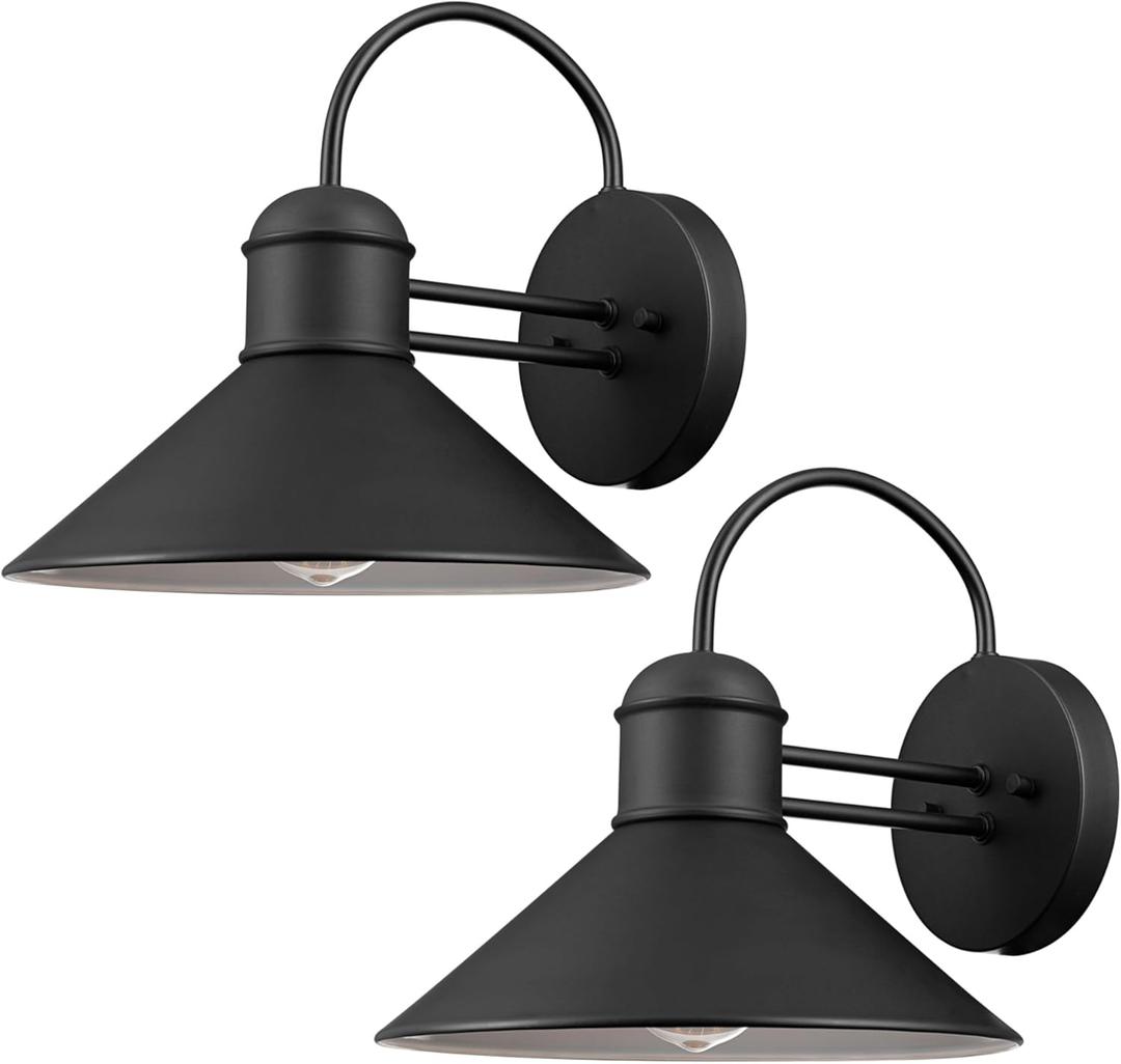 GLOBE Electric 44165 1-Light Outdoor Wall Sconce, 2-Pack, Weatherproof, Black Finish, Outdoor Lighting Modern, Wall Lighting, Porch Light, Front Porch Dcor, Patio Dcor, Outdoor, Bulb Not Included