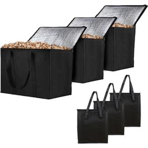 3 Pcs Wood Pellet Storage Containers, 20LBs Waterproof Smoker Charcoal Storage Dispenser Smoking Wood Chips Container Wood Pellet Storage Bucket for Campping, Grill, Outdoor