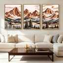 IARTTOP Framed Mountain Canvas Wall Art Large16x24 Inch Abstract Mountain Art Prints Set of 3 Vintage Nature Scenery Wall Decor for Living Room Bedroom Office