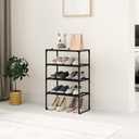 5-Tier Small Shoe Rack for Closet and Entryway, Narrow Shoe Shelf Organizer,Stackble Shoe Stand,Non-Woven Fabric Metal Free Standing Shoe Racks (Black, 18" W x 9.9" D x 28.6" H)