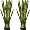 Crowye 2 Pack 3.15 Ft Tall Artificial Snake Plant Faux Sansevieria Plant Large Fake Snake Bulk in Pot for Home Office Housewarming Gift