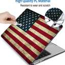 Compatible with MacBook Air 15 inch Case 2023 2024 Release M3 A3114 A2941 M2 Chip Durable Plastic Shell Case with Keyboard Cover & Mac OS Keyboard Sticker (USA Flag)