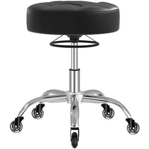 Rolling Stool Heavy Duty 400lb: Super Soft Seat Cushion,360° Swive,Height Adjustability,No Squeaky Noises,No Tip Over,New Upgraded Stool Salon Stool Chair, Tattoo Facial Massage Spa Medical (Black)
