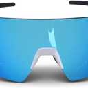 Sports Sunglasses TR90 UV400, Lightweight Wraparound for Men/Women, Adjustable Nose Pad, Fit Over Glasses for Cycling (Blue)