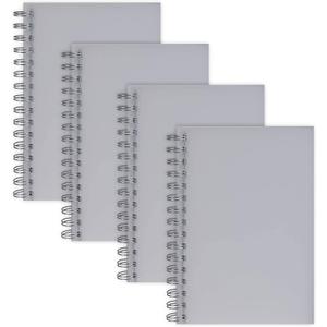 Paper Junkie 4 Pack Blank Spiral Bound Notebooks for College, School, Gray, 80 Sheets, Unlined Paper 5.7" x 8.3 - Notebook - Spiral Journal