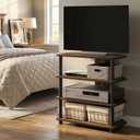 Furinno ECON TV Stand, 4-Tier Corner Petite Entertainment Center, Open Frame TV Console for TV up to 32 Inch, Easy Assembly, for Living Room, Bedroom, Amber Pine