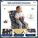 Booster Seat for Kitchen Chair with Backrest & 4 Adjustable Straps, Portable TPU Waterproof & Anti-Scratch Toddler Booster Seat for Dining Table, Non-Slip & Removable