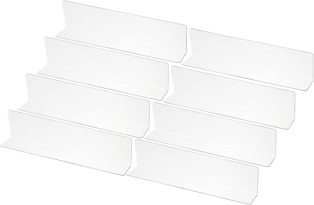 PATIKIL 8 Pack Shelf Dividers for Closet Organization, 9.9x1.2x2.4 Acrylic Closets Separator Kitchen Cabinet Shelves Under Bed Blocker for Bedroom Kitchen Office, Clear