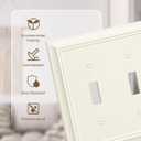 2-Pack Double Toggle Light Switch Cover Plate, Durable Natural Bamboo Fiber Decorative Switch Plate Covers, Light Almond 2 Gang Wall Plate, Corrosion Resistant
