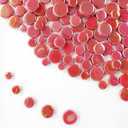 1 LB Penny Round Mosaic Tiles, 10mm ~20mm 5sizes Iridescent Rounds Recycled Glass Tiles Mix for Adults & Kids DIY Mosaic Making Garden Project (Crimson)