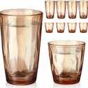 Set of 8 Plastic Drinking Glasses 16 Oz and 10 Oz Reusable Plastic Tumblers Acrylic Tall and Short Unbreakable Water Cups for Indoor Outdoor Home Picnic Party(Orange)