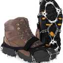 Upgraded Version of Walk Traction Ice Cleat Spikes Crampons,True Stainless Steel Spikes and Durable Silicone,Boots for Hiking On Ice & Snow Ground,Mountian. (Medium, Black)