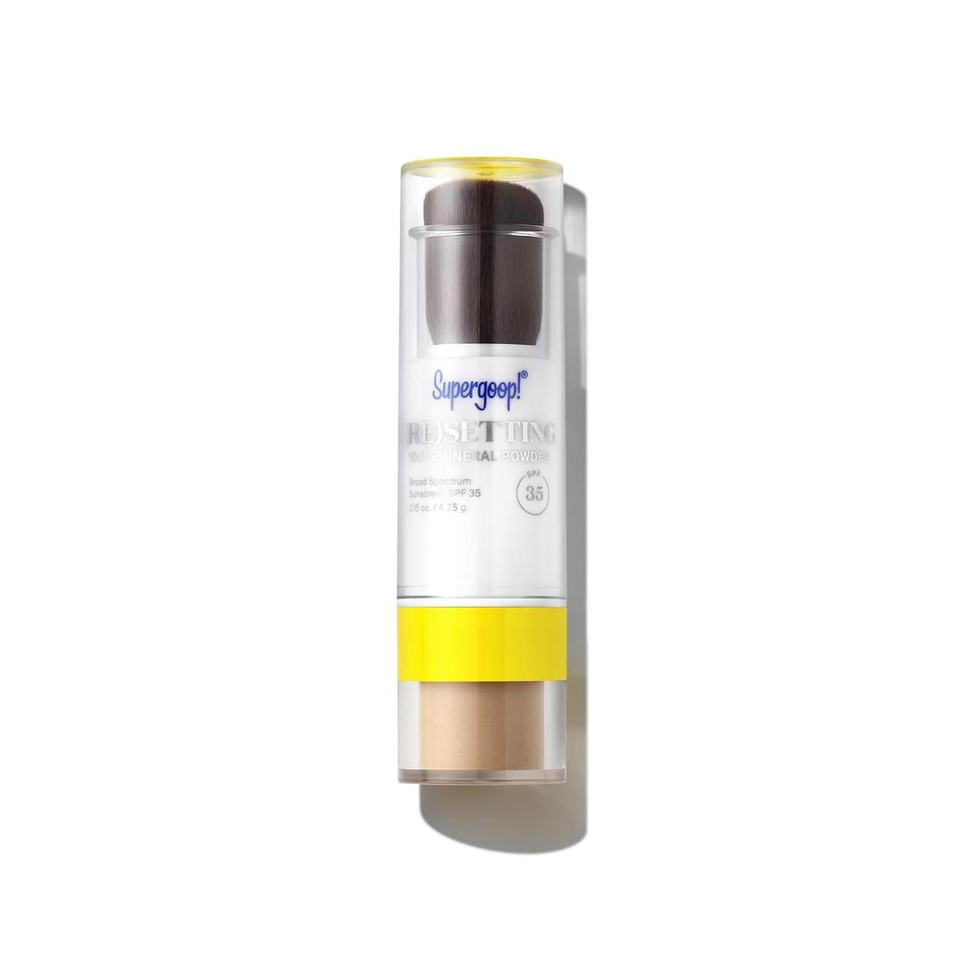 Supergoop! (Re) setting Face Powder SPF 35 - Broad Spectrum Mineral Sunscreen - 0.15 oz - Shine Control, Matte Finishing, On-the-Go Sun Protection