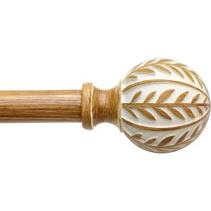 QDWIS Boho Wood Curtain Rods for Windows 48 to 84 inch,1" Adjustable Heavy Duty Window Curtain Rod with Imitation Wood Grain Finials,Rustic Decorative Drapery Rods Set,Size:36-88'',Maple Wood