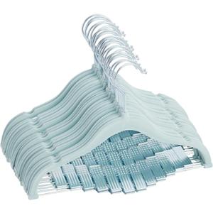 Juvale 24-Pack Light Blue Velvet Hangers - Kid Hangers with Clips - 360 Degree Swivel Hook & Space-Saving Design - 12 x 8 in, Light Blue