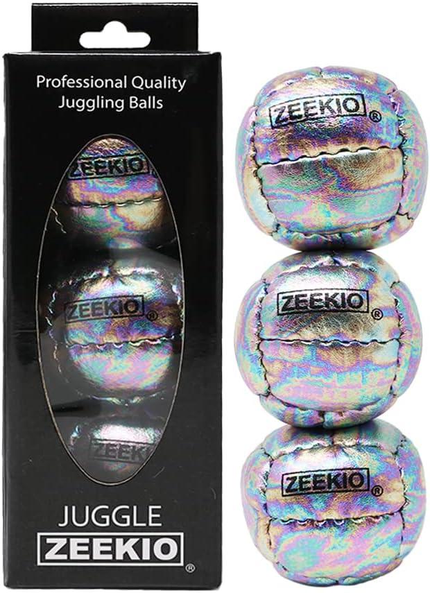 Zeekio Galaxy Juggling Balls - Premium 12 Panel Genuine Leather Balls - 130g - 67mm - Pack of 3 - Cosmo
