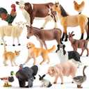 15 Pcs Farm Animal Toy for Toddler Kid, Plastic Toy Farm Animal Figure Set Playset Including Cow Horse Goat Sheep Pig Donkey Goose Duck Turkey Chicken Dog Cat Rabbit for Kid Age 3-5 5-7, 4.33 inches
