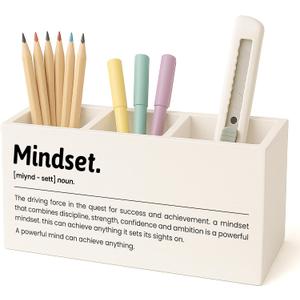Inspirational Mindset Pen Pencil Holder for Desk, Motivational Gifts for Women Men Coworkers, Office Cubicle Desk Accessories