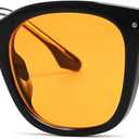 AIEYEZO Square Sunglasses for Women Men Fashion Sunnies, TR90 Frame Sun Glasses Trendy Retro Shades (Black/Yellow)